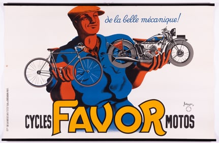 JACQUES BELLENGER FAVOR CYCLES MOTOS POSTER