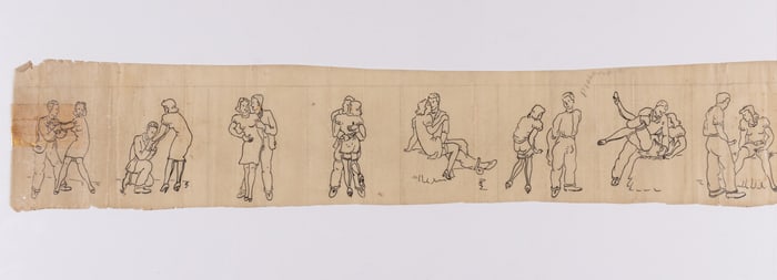 EROTIC PROGRESS DRAWINGS ON WAX ROLL