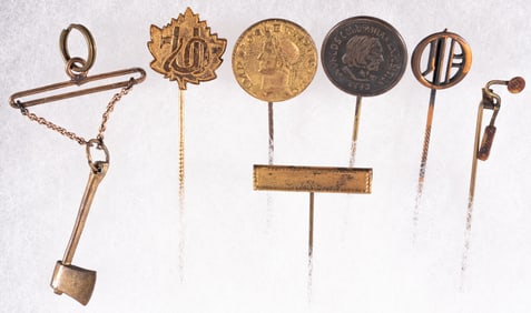 6 AMERICANA LAPEL PINS W/ CHICAGO COLUMBIAN EXPO 1893 PIN