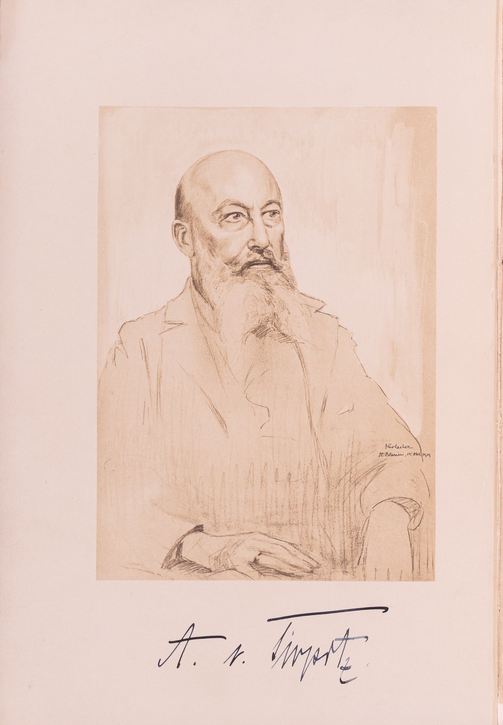 SIGNED AUTOBIOGRAPHY OF ALFRED VON TIRPITZ: 'Tirpitz Memories,' autobiography by Alfred von Tirpitz, 1920, Verlag von K. F. Koehler, Leipzig, 532 pages, blue hardcover book with gold gilt titled, quarter bound leather, 6.5 x 9.5 inches. Autogra