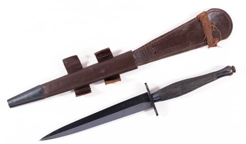 WWII OSS COMMANDO DAGGER STILETTO FIGHTING KNIFE W/SCABBARD