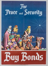 FOR PEACE & SECURITY BUY BONDS 1945 CHRISTMAS WWII BY LINN BALL
