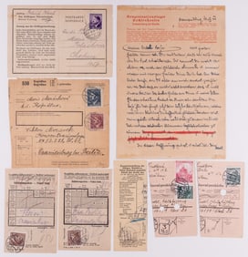 WWII CONCENTRATION CAMP PRISONER LETTERS, POSTCARDS, AND RECIEPTS