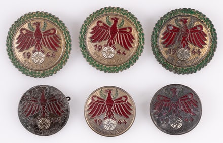 1944 TYROLEAN SHOOTING BADGES (WEHRMANN, KK-GEWEHR, PISTOLE)