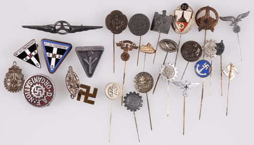 27 GERMAN THIRD REICH STICKPINS AND PINBACKS