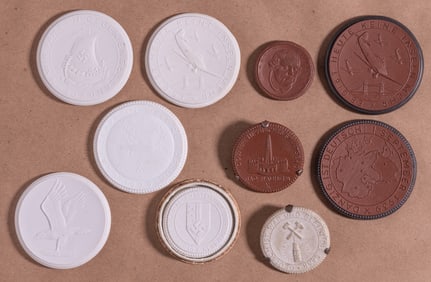 10 WWII GERMAN MEISSEN PORCELAIN MEDALS