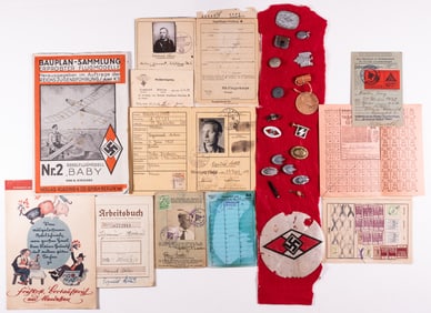 WWII GERMAN HITLER YOUTH EPHEMERA AND TINNIES