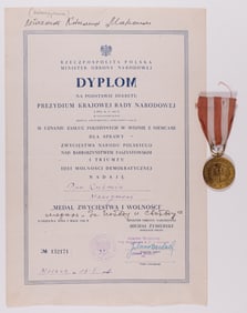 POLISH MEDAL OF VICTORY & FREEDOM 1945 AND GRUNWALD BADGE