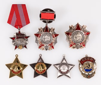 7 SOVIET ORDERS AND DECORATIONS