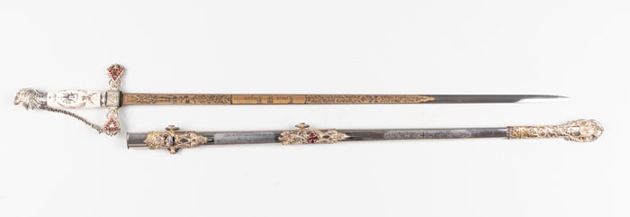 AMES TEMPLAR MASONIC CEREMONIAL SWORD W/ SCABBARD