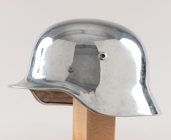 GERMAN WWII M40 STAHLHELM CHROMED BIKER HELMET