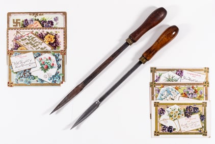 EARLY 1900S US SWASTIKA POSTCARDS AND TOOLS (8)