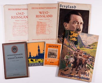 7 WWII GERMAN MAPS AND TRAVEL BOOKS