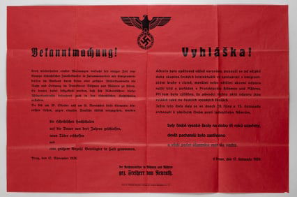 1939 THIRD REICH CZECH RESISTANCE PUNISHMENT BROADSIDE
