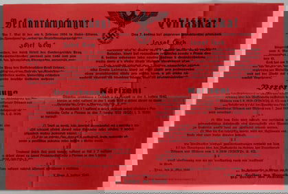 1940 NAZI EXECUTION NOTICE OF JOSEF CECH