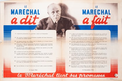 WWII VICHY FRANCE PROPAGANDA POSTER