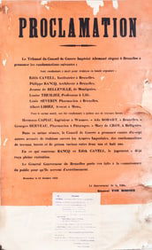 EDITH CAVELL WWI EXECUTION PROCLAMATION