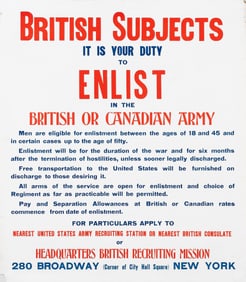 WWI BRITISH-AMERICAN RECRUITMENT POSTER