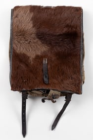 WWII WEHRMACHT COWHIDE LEATHER CANVAS BACKPACK