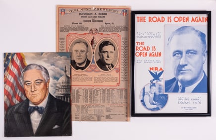FRANKLIN D. ROOSEVELT CAMPAIGN POSTERS AND 1933 OFFICIAL INAUGURAL PROGRAM