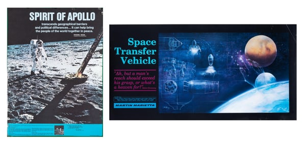 SPIRIT OF APOLLO & SPACE TRANSFER VEHICLE MARTIN MARIETTA - TWO SPACE POSTERS