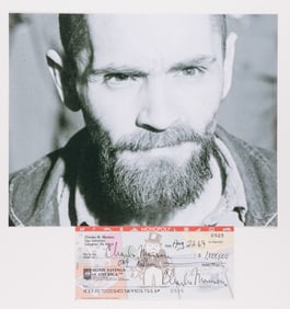 CHARLES MANSON TWICE SIGNED CHECK