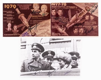 13 SOVIET COSMONAUT AUTOGRAPHS