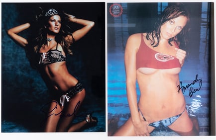 GISELE BUNDCHEN AND AMANDA BEARD SIGNED MODEL PHOTOS