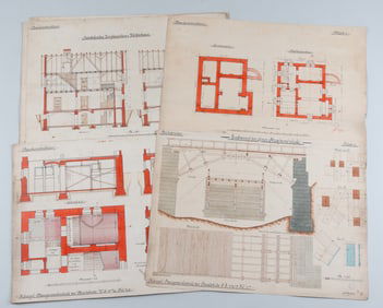 23 GERMAN ARCHITECTURAL DRAWINGS IMPERIAL 1909