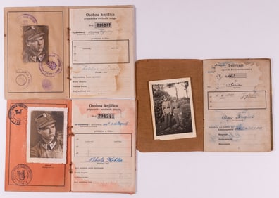 3 WWII GERMAN CROATIAN IDENTIFICATION BOOKS