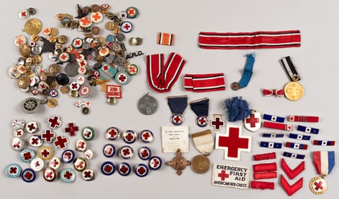 193 WWI + WWII RED CROSS PINS AND BADGES
