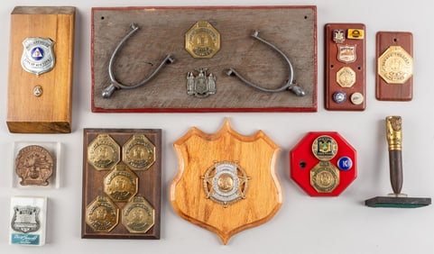 8 NEW YORK POLICE PLAQUES AND DESK ORNAMENTS