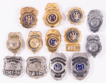 13 OBSOLETE NEW YORK CITY TRANSIT POLICE BADGES
