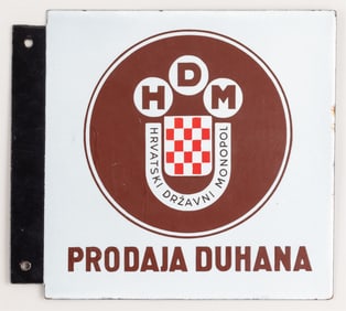 WWII NDH CROATIAN HRVATSKI DRZAVNI MONOPOL TOBACCO ENAMEL SIGN