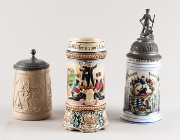 3 IMPERIAL GERMAN BEER STEINS