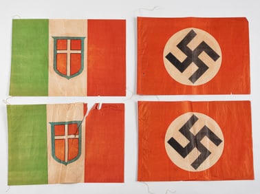 4 WWII PAPER FLAGS