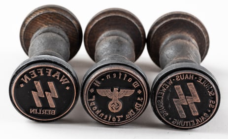 3 WAFFEN-SS WOODEN HANDSTAMPS