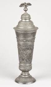 IMPERIAL GERMAN PEWTER CHALICE WITH LID
