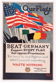OUR FLAGS BEAT GERMANY WWI POSTER ADOLPH TREIDLER