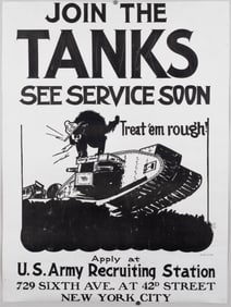 JOIN THE TANKS SEE SERVICE SOON WWI RECRUITMENT POSTER