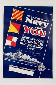 THE NAVY CALLS YOU 1940 RECRUITING POSTER - MATT MURPHEY