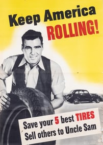 TWO WWII US EMERGENCY MANAGEMENT RUBBER POSTERS