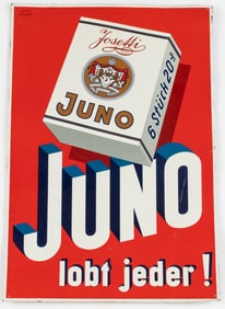 JOSETTI JUNO CIGARETTES GERMAN ADVERTISING SIGN