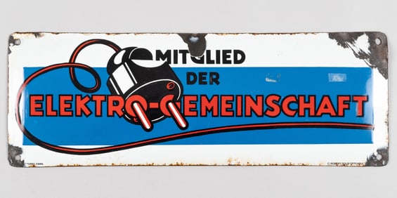 MITGLIED DER ELEKTROGEMEINSCHAFT PORCELAIN SIGN