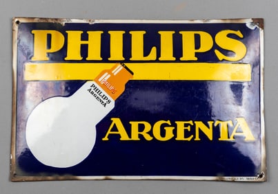 FRENCH PHILIPS ARGENTA PORCELAIN ENAMEL SIGN