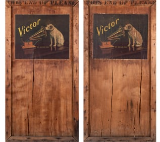 TWO VINTAGE VICTOR VICTROLA TALKING MACHINE CRATE PANELS