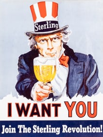 STERLING BEER UNCLE SAM ADVERTISEMENT POSTER