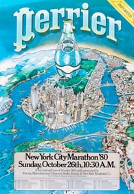PERRIER NEW YORK CITY MARATHON 1980 ADVERTISEMENT POSTER