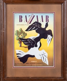 HARPERS BAZAAR SEPTEMBER 1937 MAGAZINE FRAMED COVER