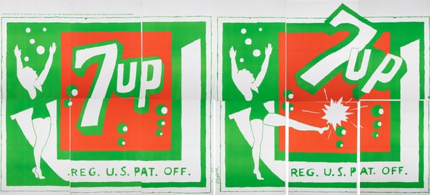 RARE PAT DYPOLD 7UP GIRL KICKING OLD TRADEMARK BILLBOARD POSTER 1970
